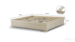 בסיס מיטה מעץ מלא כולל ארגז h73