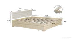 בסיס מיטה מעץ מלא כולל ארגז כולל ראש מיטה h73